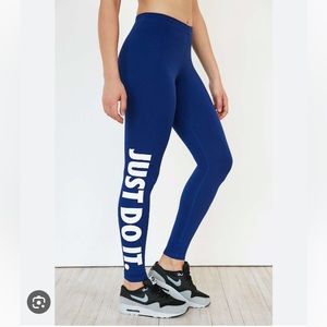 Nike blue “Just do it.” high waisted workout leggings